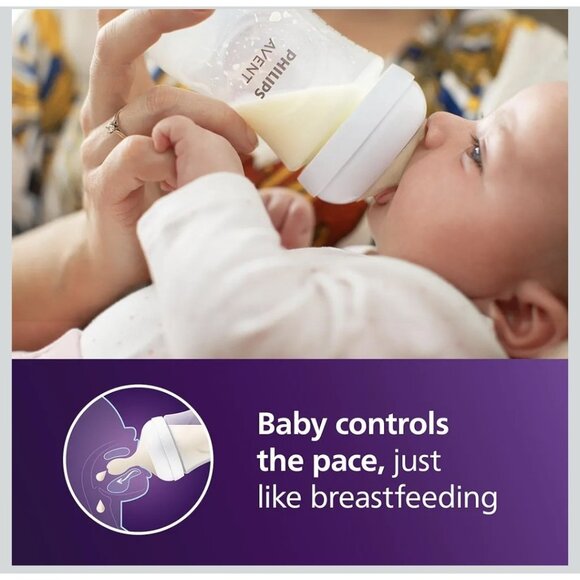 Philips Avent Natural Baby Bottle with Response Nipple, Clear, 9 oz 1m+ (4 Pack) - Picture 2 of 6